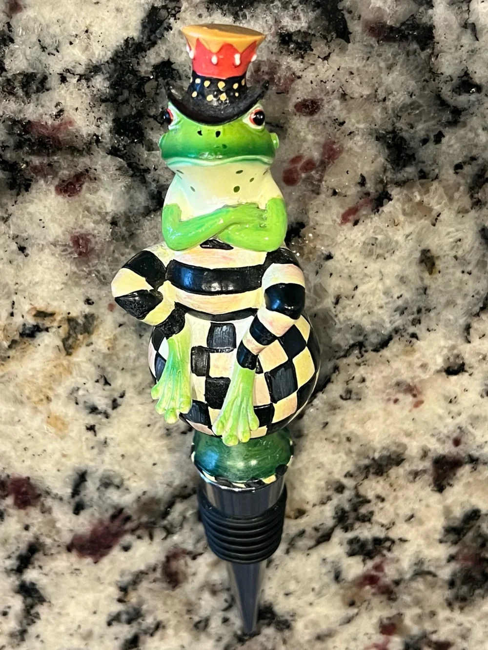 MACKENZIE-CHILDS MR JINGLES FROG BOTTLE STOPPER, HTF.